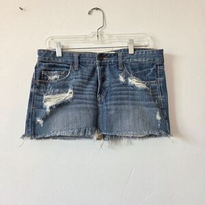 Abercrombie & Fitch Micro Mini Skirt Denim Jean Distressed Thrashed Ripped Y2K 4